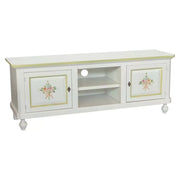 Porta tv in legno 2 ante shabby bianco decoro filo verde 150x43x56 - Mobili 2G