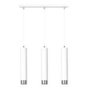 Lampadario 3 Luci Brunilde In Acciaio Bianco E Tubolari In Bianco E Cromo