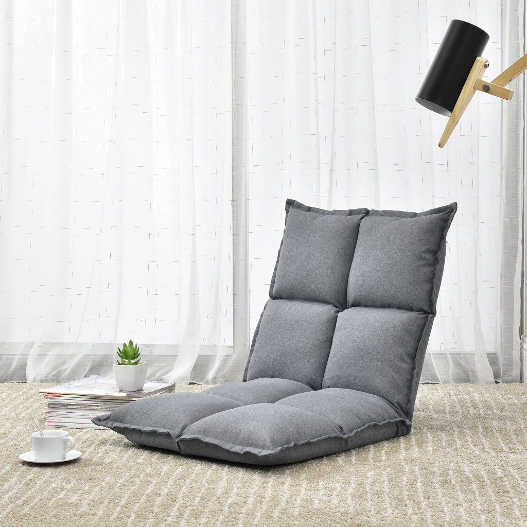 Set di 2 Sedie da Pavimento Deinze con Schienale Regolabile - Grigio Chiaro [en.casa]