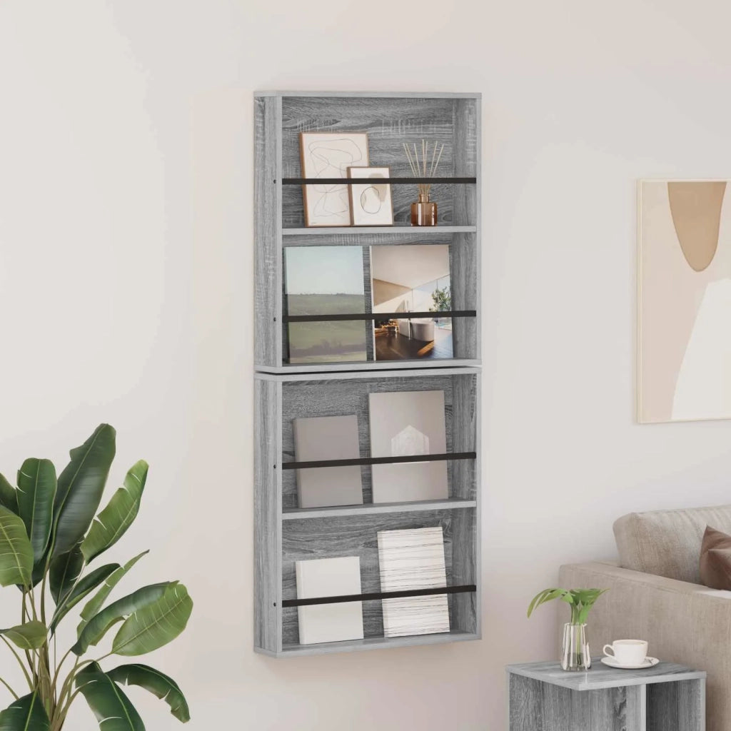 Scaffale per riviste 2 pcs Grigio Sonoma 60 x 12 x 70 cm