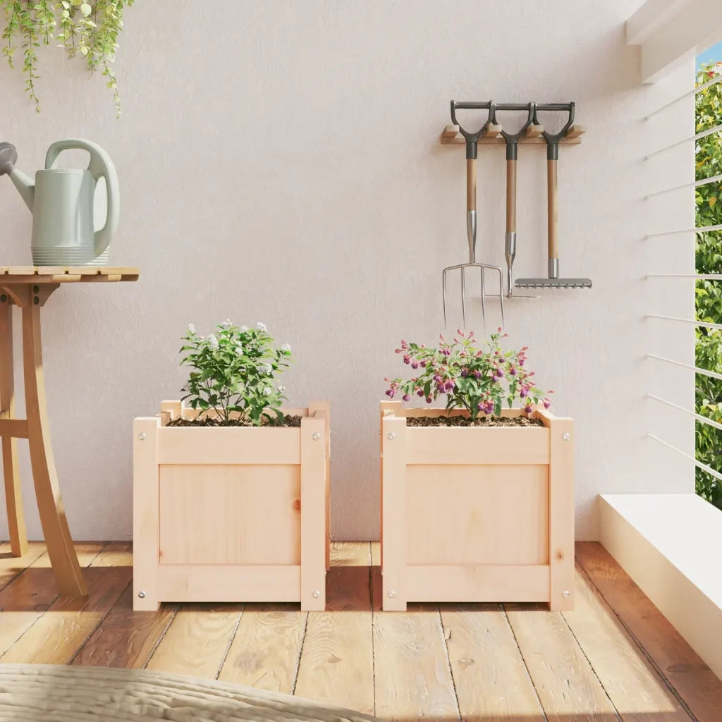 2 pz Fioriere | Cassetta per fiori | Vaso da Giardino in Legno Massello di Pino