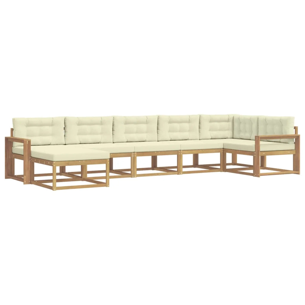 Set di divani da esterno con cuscino 7 pcs Bianco e Crema