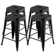 Set di 4 sgabelli da bar impilabili 41 x 41 x 61 cm superficie impermeabile comfort ergonomico metallo nero 20_0012600