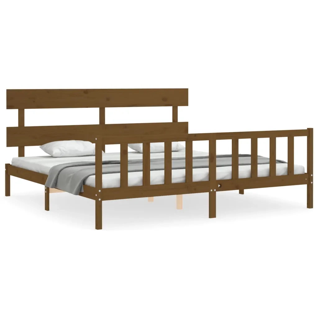 Giroletto con Testiera ambra 200x200 cm in Legno Massello 3193294
