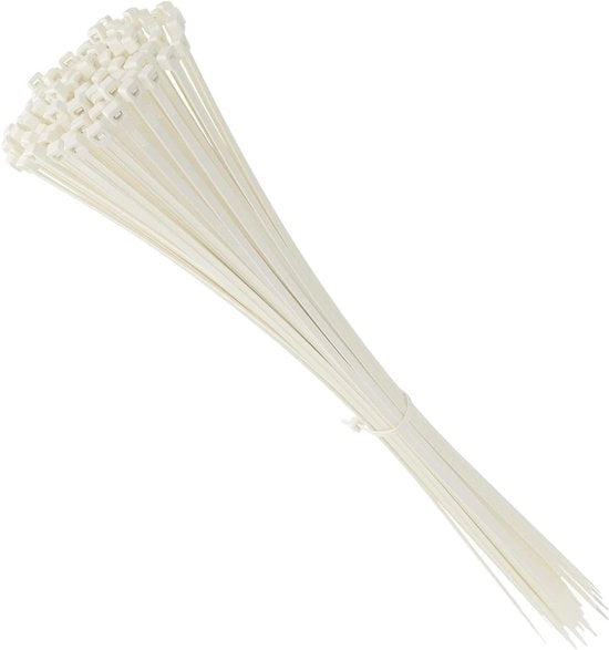 Cavi di collegamento in nylon professionale a lunghezza estesa - 430mm x 4,8mm per uso pesante - Cinture di avvolgimento per la gestione dei cavi indoor e outdoor bianche 200 pezzi