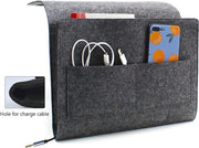 Organizzatore per letto in velluto, borse per appendere, organizzatore per letto, appoggio, ripostiglio, respiro, antiscivolo, borsa per riporre libri, riviste, tablet, telefono cellulare, telecomando, grigio