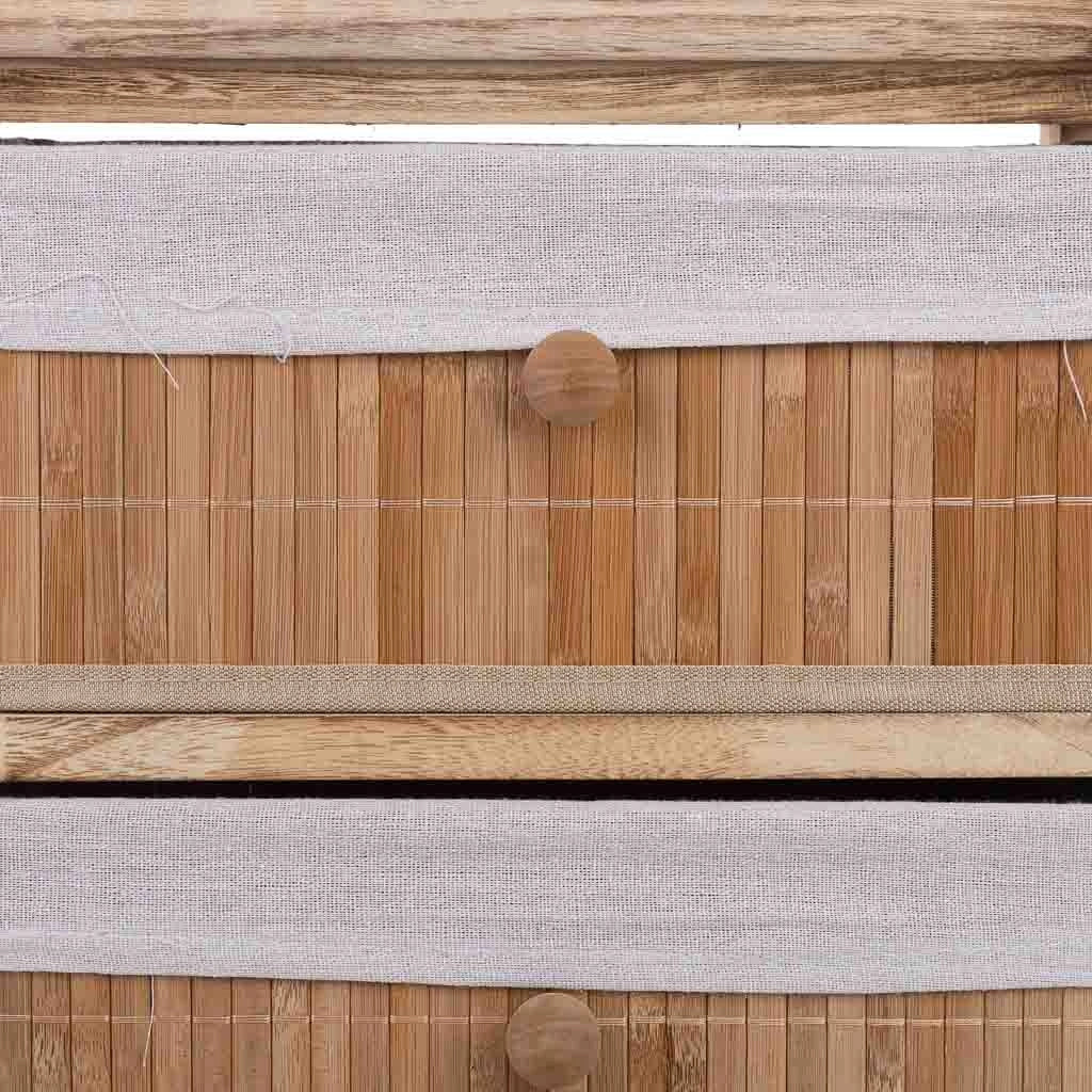 Cassettiera in legno con 3 cassetti in bambù foderati 40x29x58