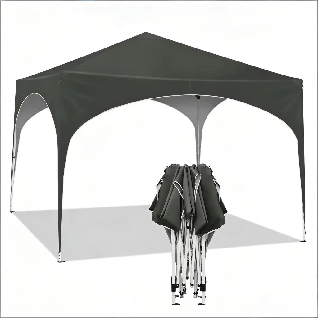 Gazebo pieghevole 3 x 3 m grigio con struttura in metallo e tetto in tessuto Oxford 210D
