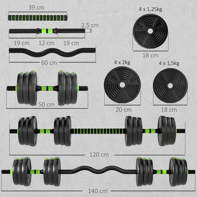 Set di manubri regolabili da 20 kg, set di manubri, bilancieri, set per allenamento con i pesi