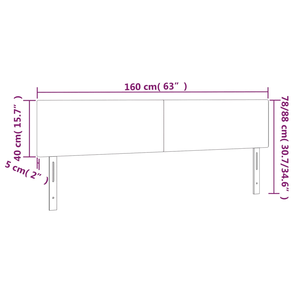 Testiera a LED Rosa 160x5x78/88 cm in Velluto 3121391