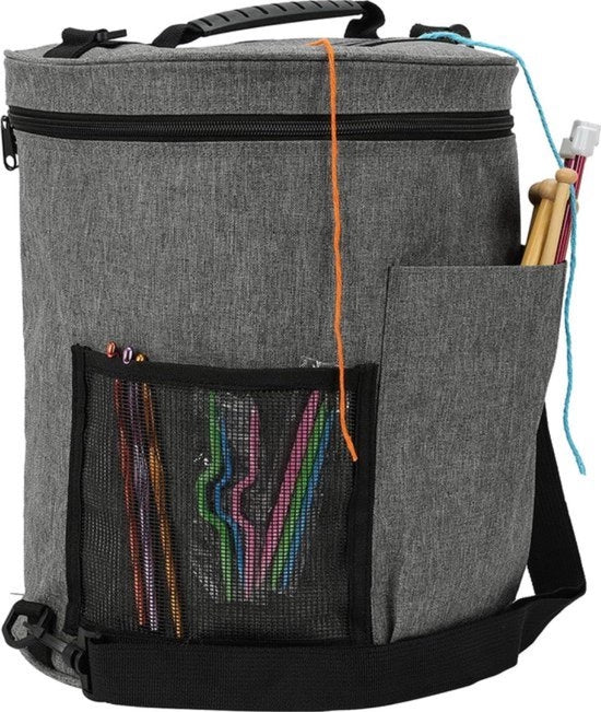 Borsa per Maglia - Borsa per Conservazione e Organizzazione per Aghi a Maglia e Aghi da Ricamo - Grigio