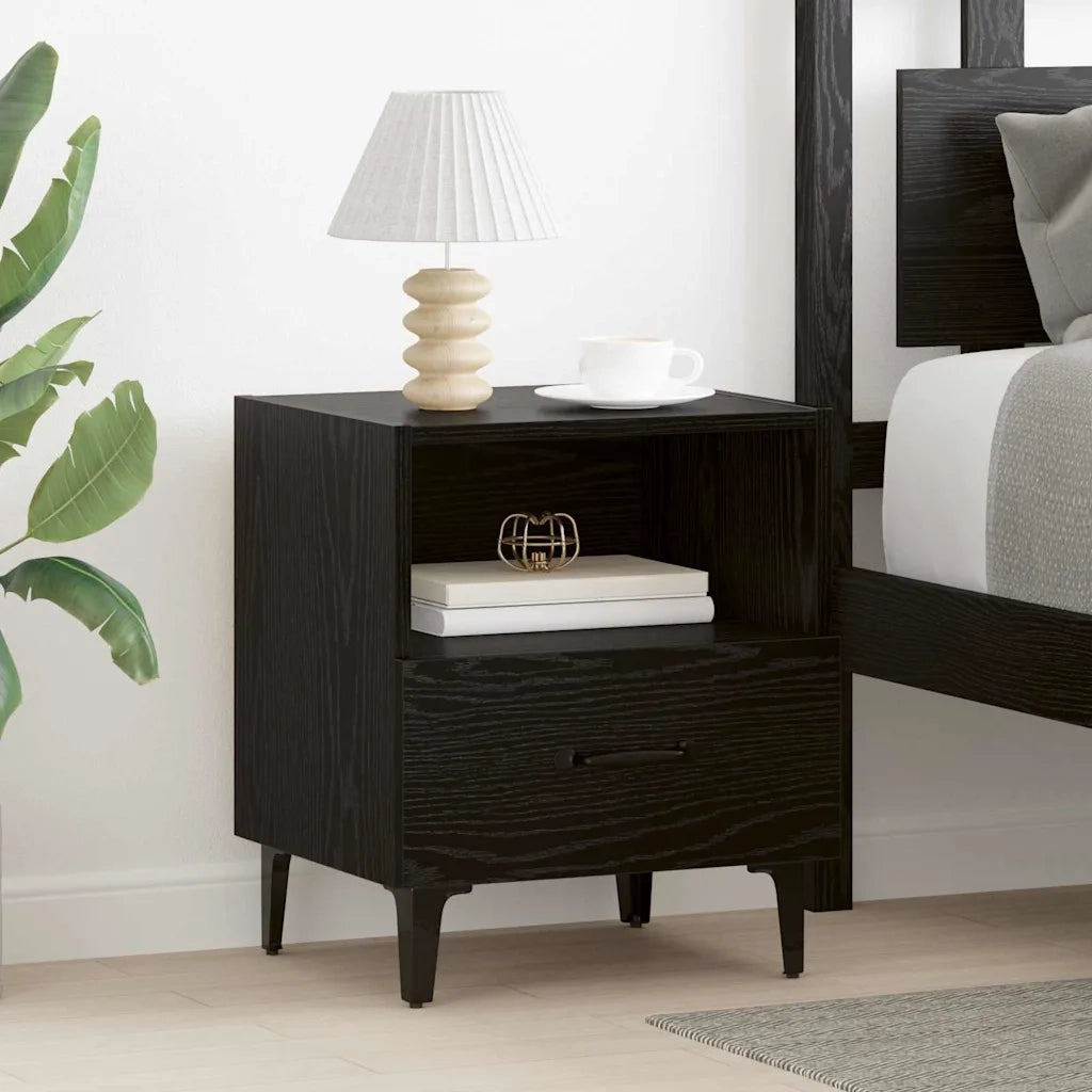 Armadio da Notte con cassetto Rovere nero 40 x 35 x 47,5 cm