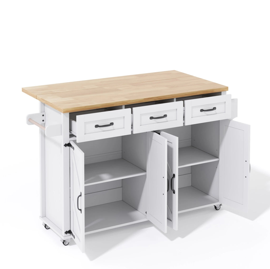 Isola da cucina con piano ribaltabile 140x43(70)x90;5 cm in MDF bianco e naturale