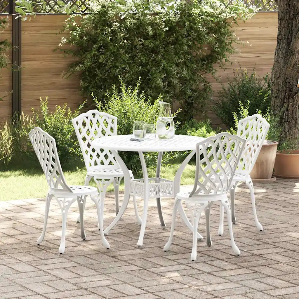 Set da Pranzo per Giardino 5 pcs Bianco Alluminio