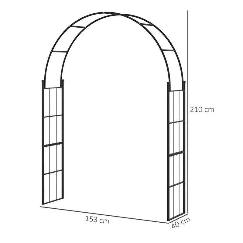 ARCHETTO DA GIARDINO PER PIANTE RAMPICANTI E DECORAZION IMETALLO NERO 153X40X210 CM