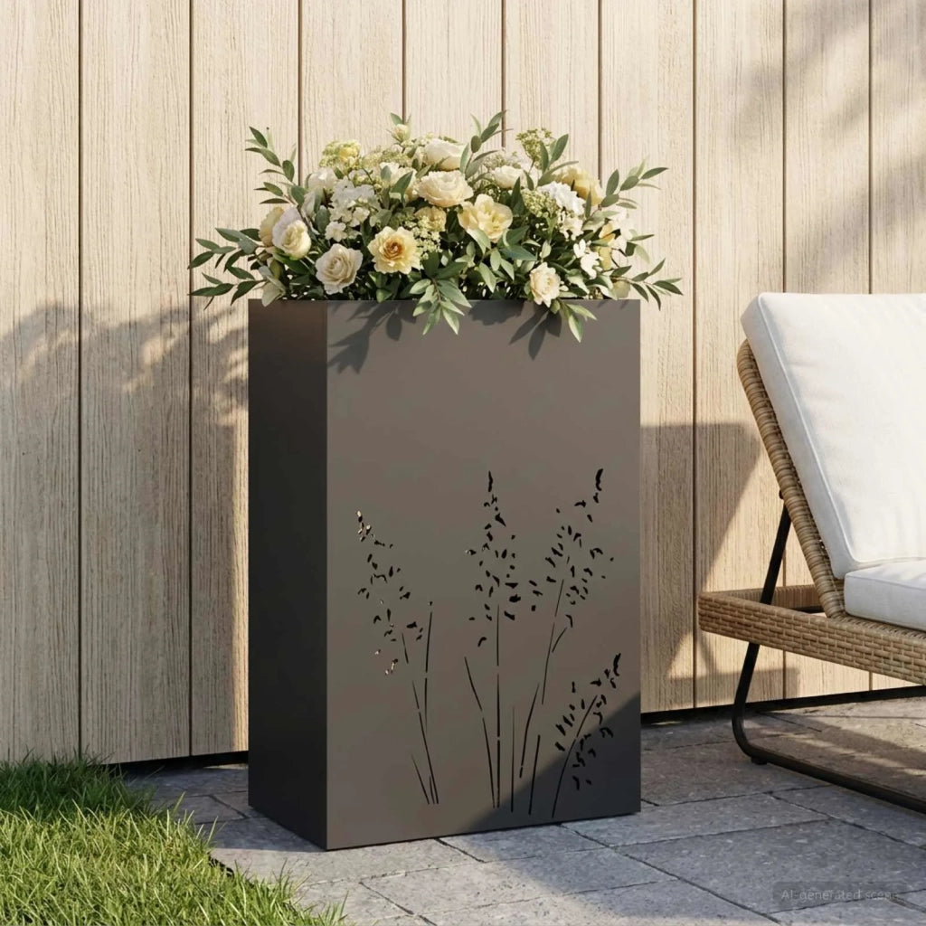 Vaso da giardino Nero 50 x 30 x 75 cm Acciaio laminato a freddo 8005778