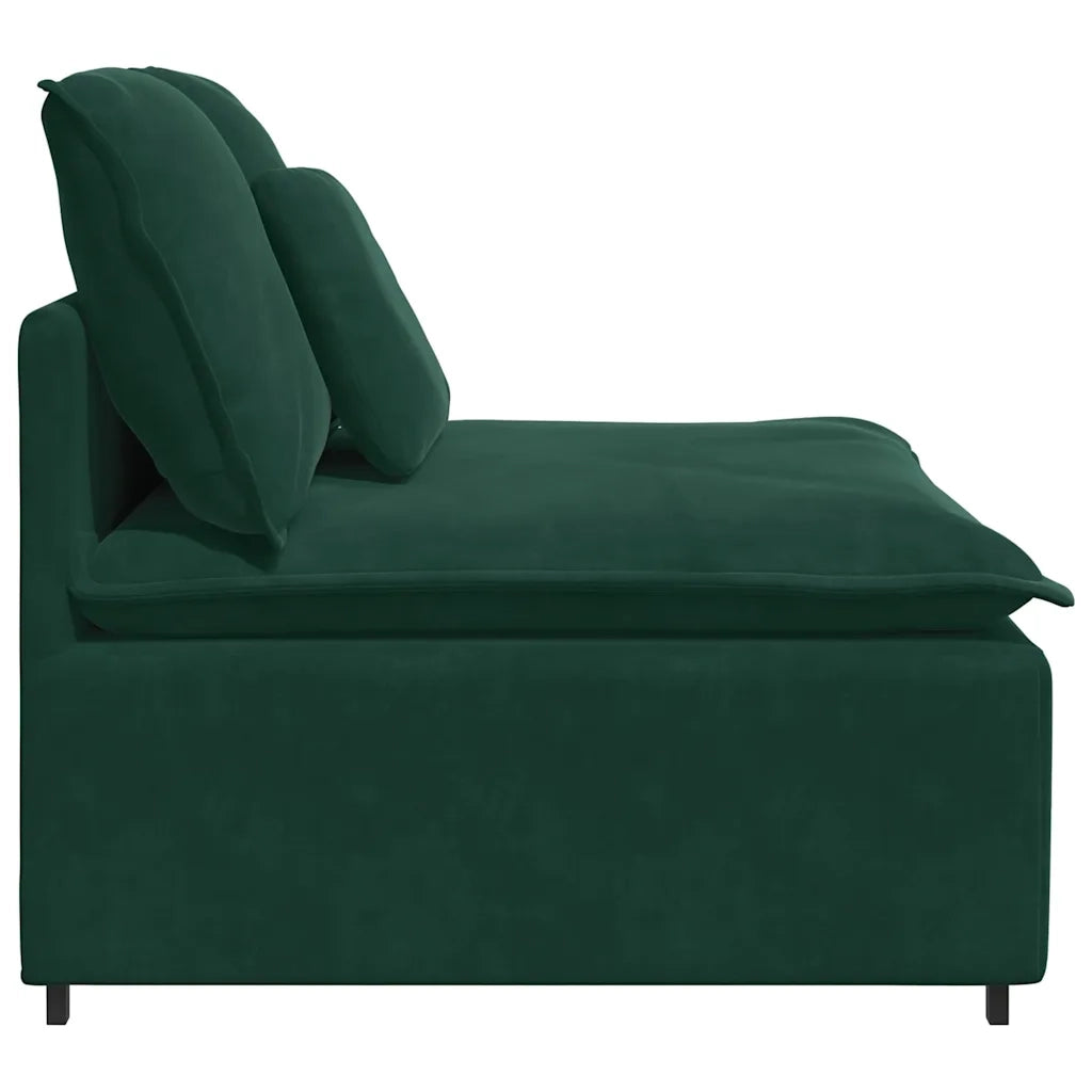Modulo Centrale Divano Modulare con Cuscini Verde Scuro 100 cm 4104431