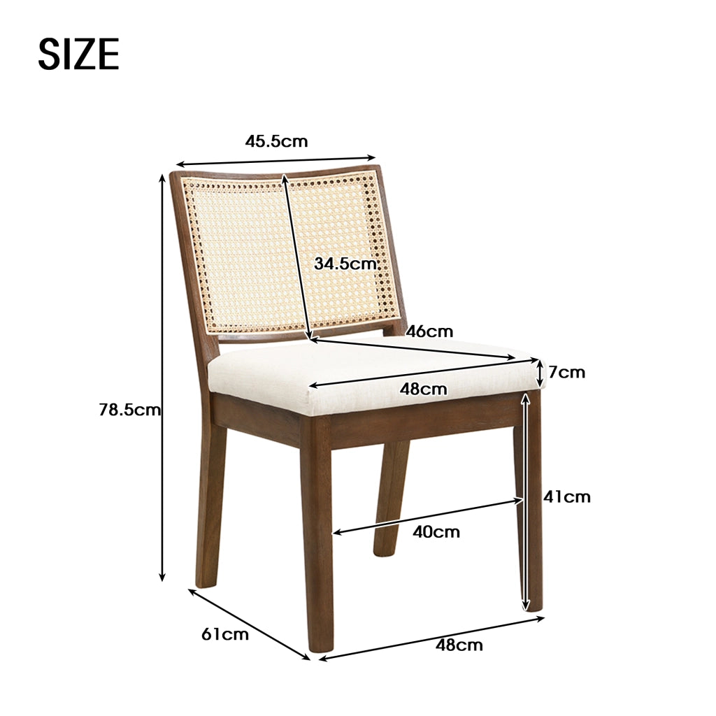 Sedie da Pranzo in Legno Massello con Schienale in Rattan ¨C MINIMAL ¨C Noce, Set 6 Pezzi
