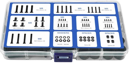 Set di viti VESA universali per TV, M4, M5, M6, M8 viti per TV e supporti, adatti per TV da parete, TV standard e monitor standard, schermi fino a 80 pollici, nero
