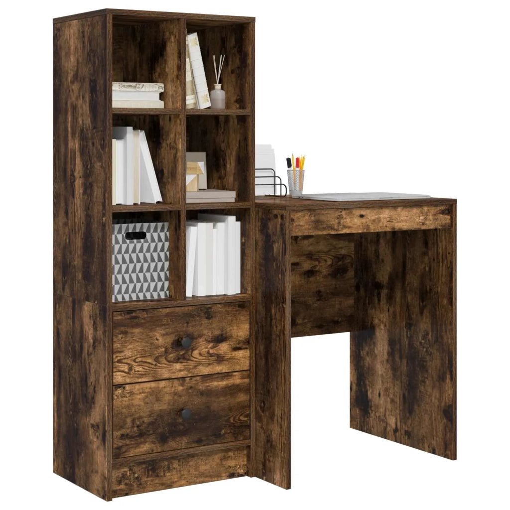 Scrivania con cassetto con lo scaffale 2 pcs Rovere fumé 3337341