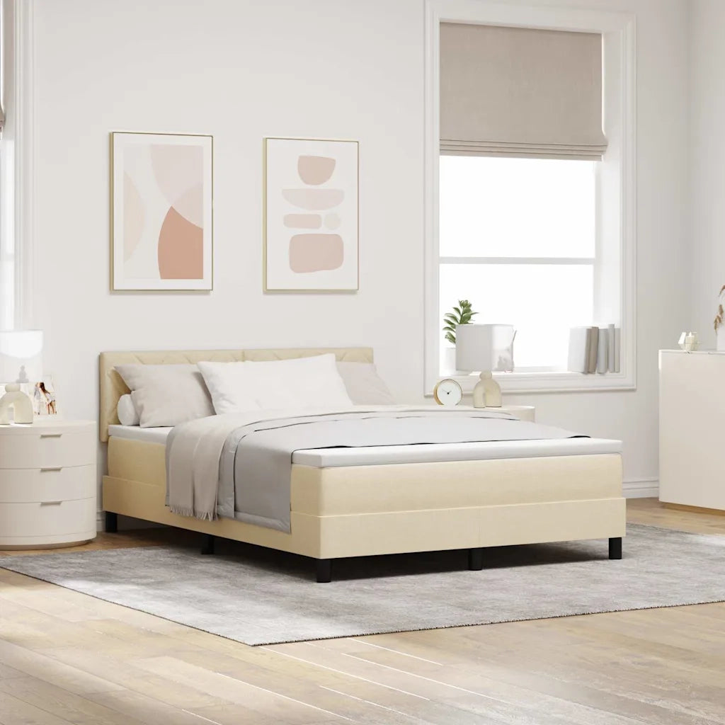 Letto a molle con cuscino Crema 160 x 200 cm Tessuto 3338781