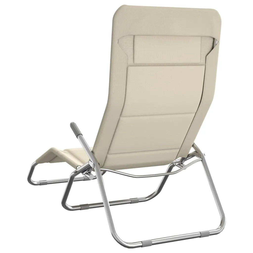Sedie Pieghevoli 2pz Crema Textilene Acciaio Verniciato Polvere 360173