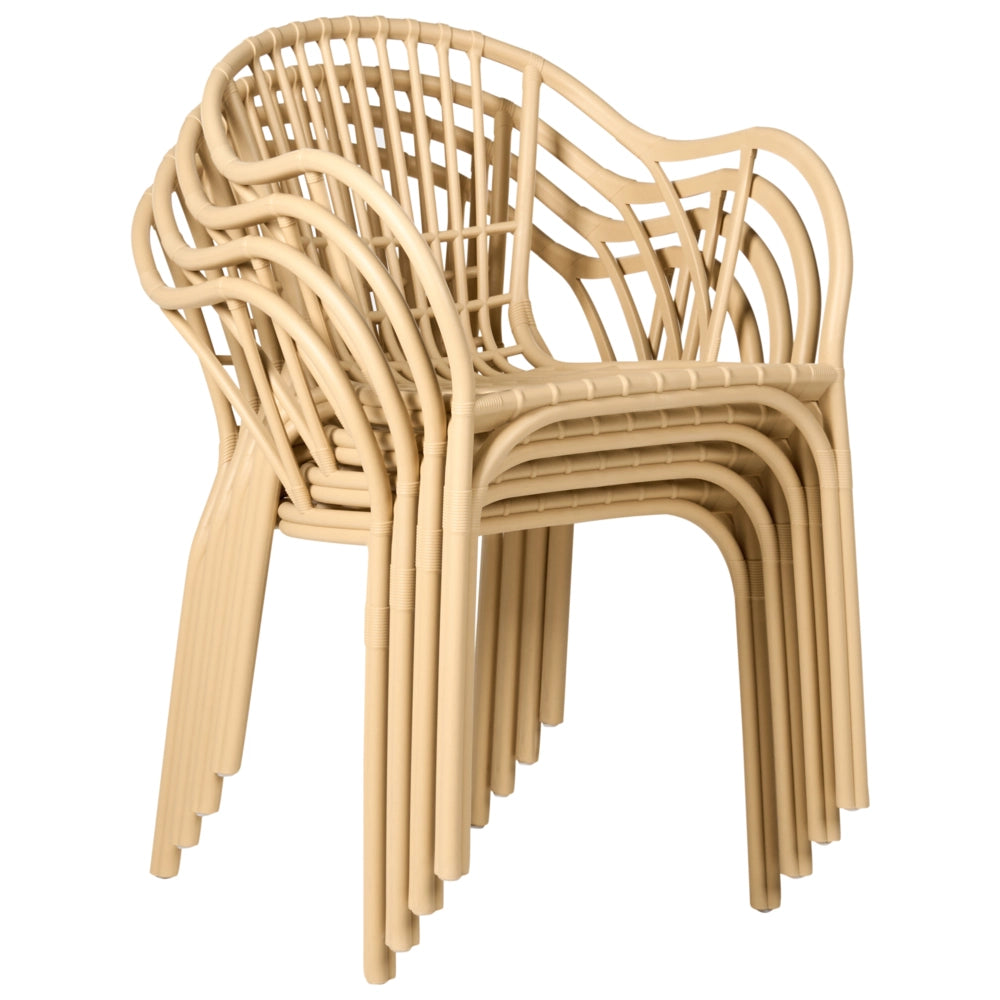 Set di 4 sedie da giardino beige in polipropilene leggero resistente alle intemperie in plastica per interni e per esterni moderno