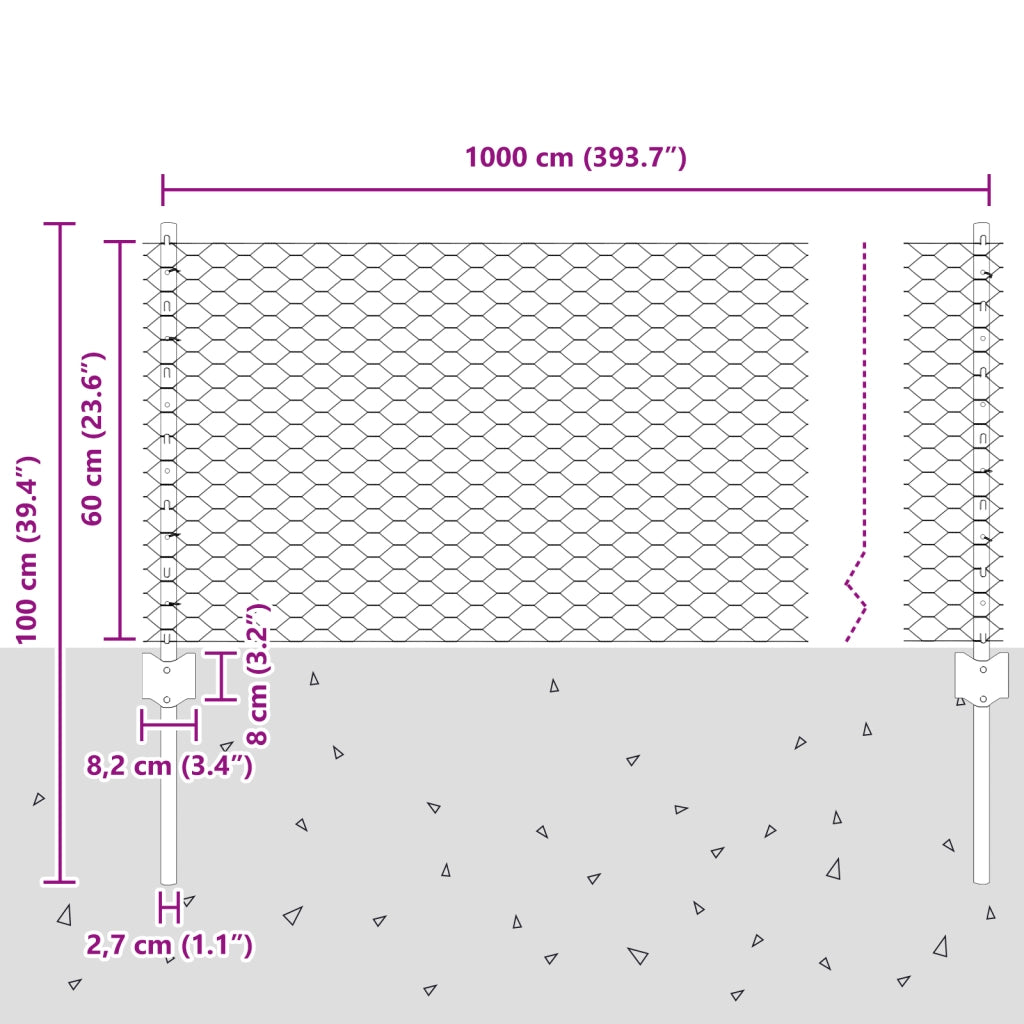 Poste per Recinzione 5 pz U-Channel Grigio 60 cm Acciaio