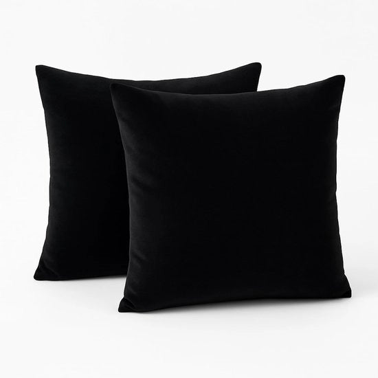 2 x Copri cuscino - Copricuscini - Adatti per camere da letto, salotti e uffici - 45x45 cm - con zip - nero - velluto