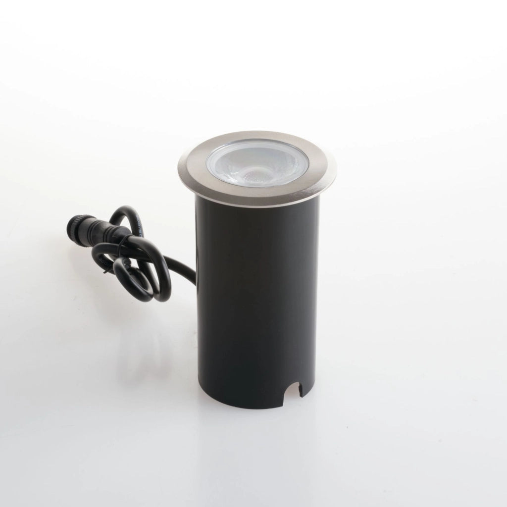 SEGNAPASSI CALPESTABILE A INCASSO LED RUNNER DC24V NIKEL ROTONDO 10W 1020LM RGB + 4000K  IP67 7,8X8,5CM