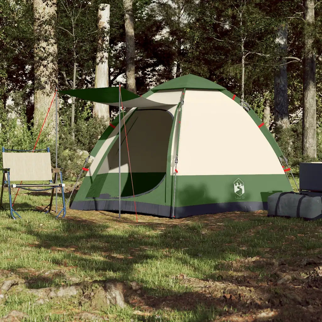 Tenda da Campeggio Cabina 4 Persone-Tenda per Escursionismo Verde a Rilascio Rapido 628561