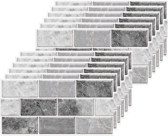 Tegli autoadesivi - decorativi - set da 12 - grigio - PVC