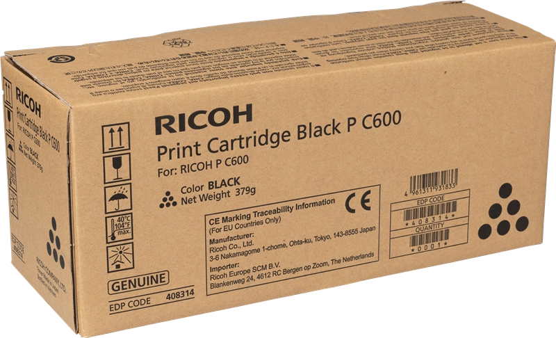 Ricoh 408314 cartuccia toner 1 pz Originale Nero