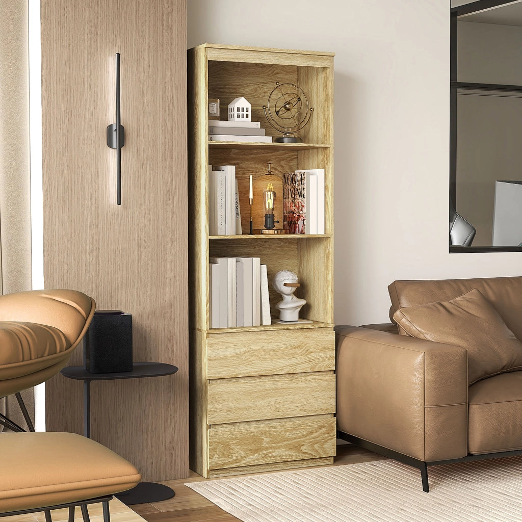 Libreria con cassetti ¨C zephmum ¨C legno effetto rovere 60x35x180 cm