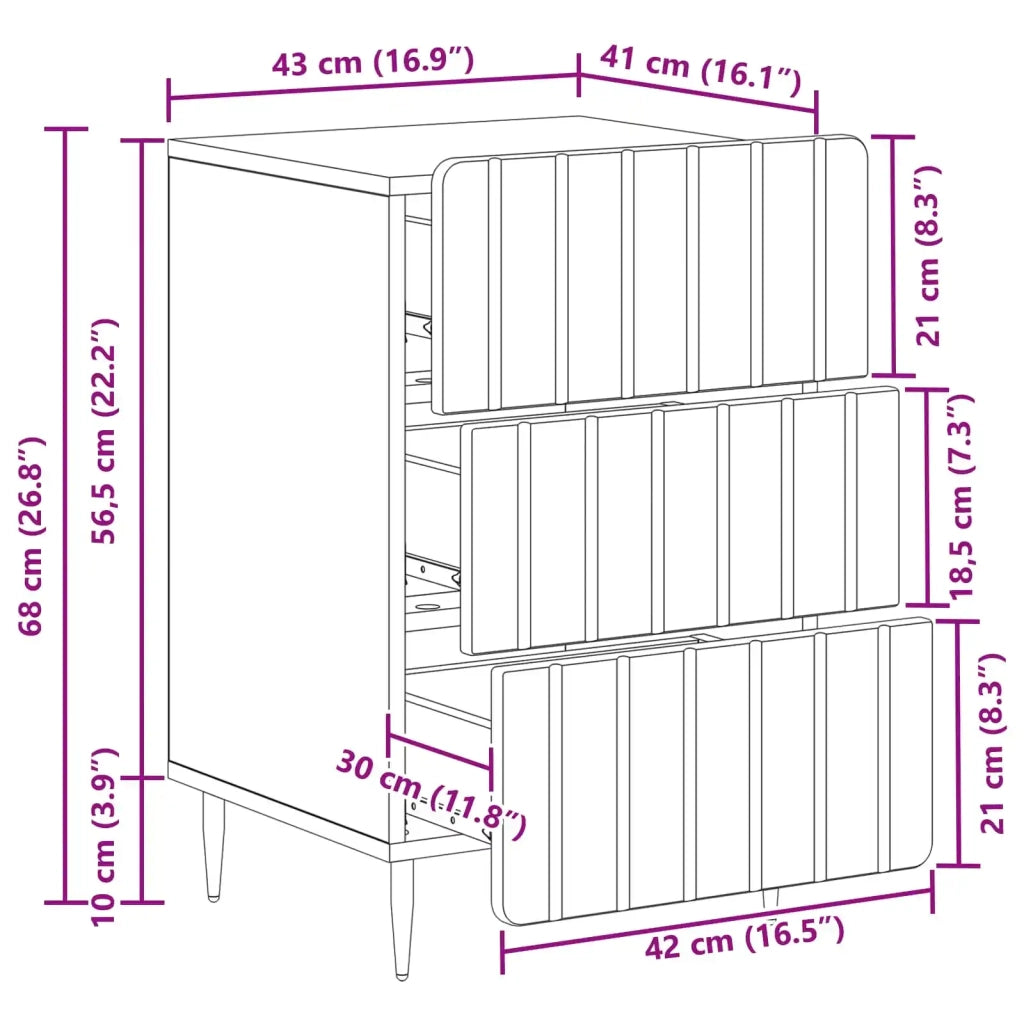Armadio da Notte con cassetto Rovere Fumo 43x 41 x 68 cm 894330