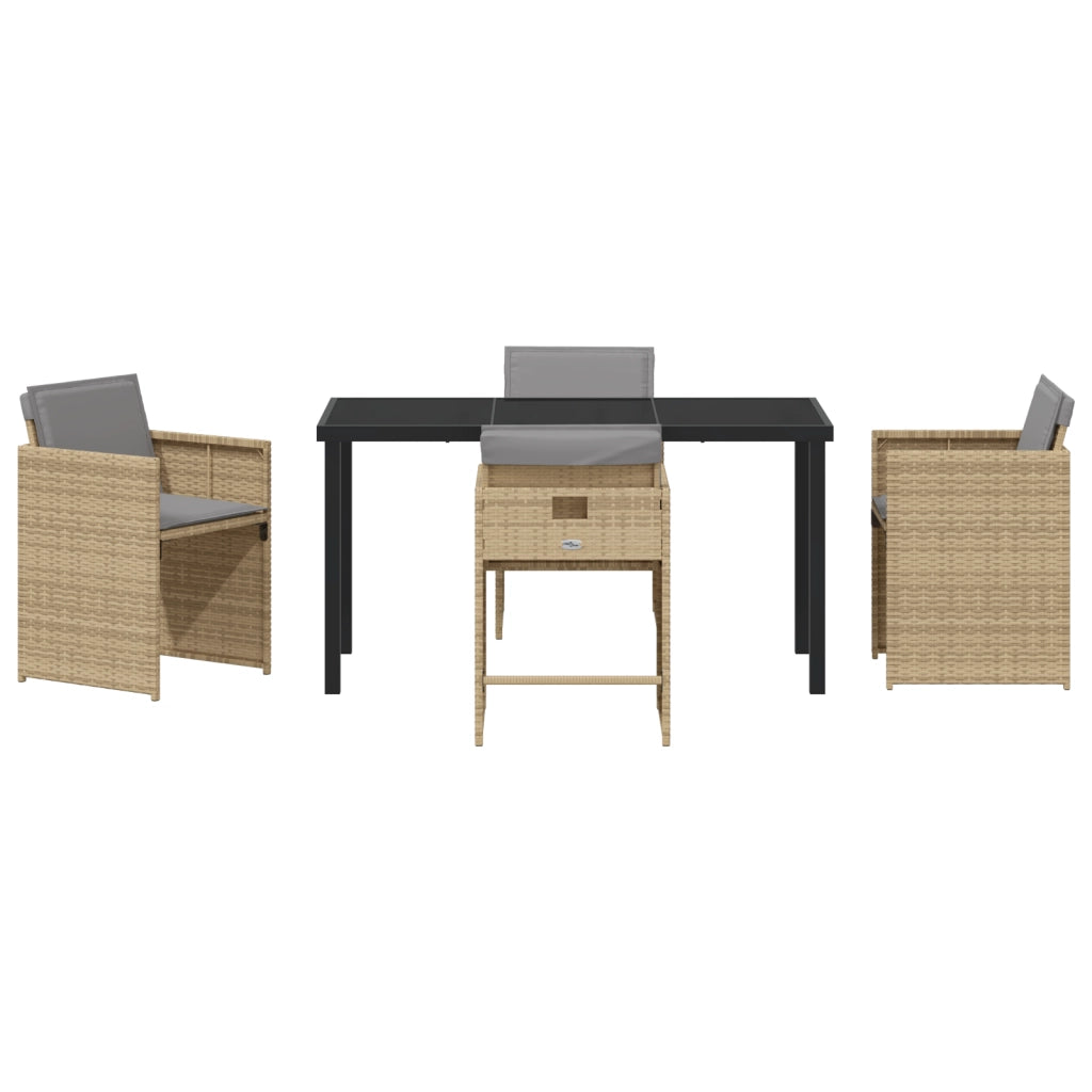 Set di Mobili da Giardino 5 Pezzi con Cuscini Beige Rattan Polipropilene