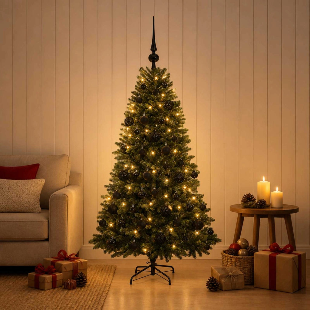 Albero di Natale Artificiale con Palline 150 cm 150 LED 3465596