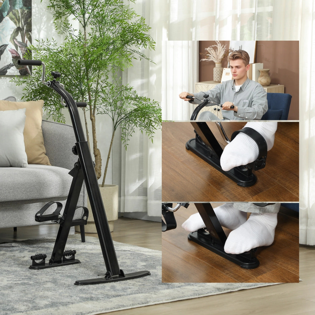 Cyclette per Riabilitazione Gambe e Braccia Pieghevole. Schermo LCD e Altezza Manubrio Regolabile. Nero