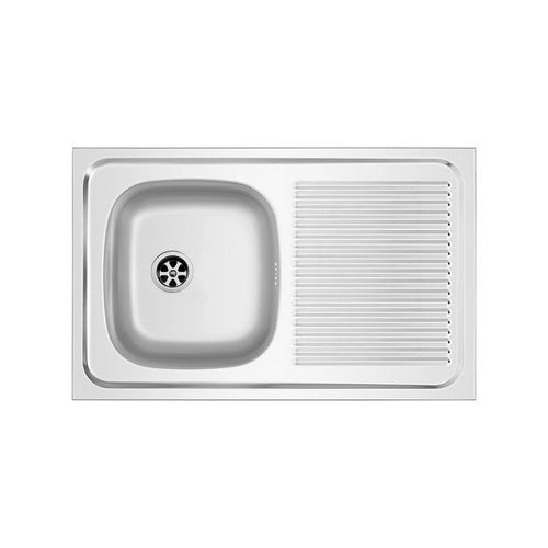 Lavello appoggio in acciaio 80x50 cm gocciolatoio DX - Cromo