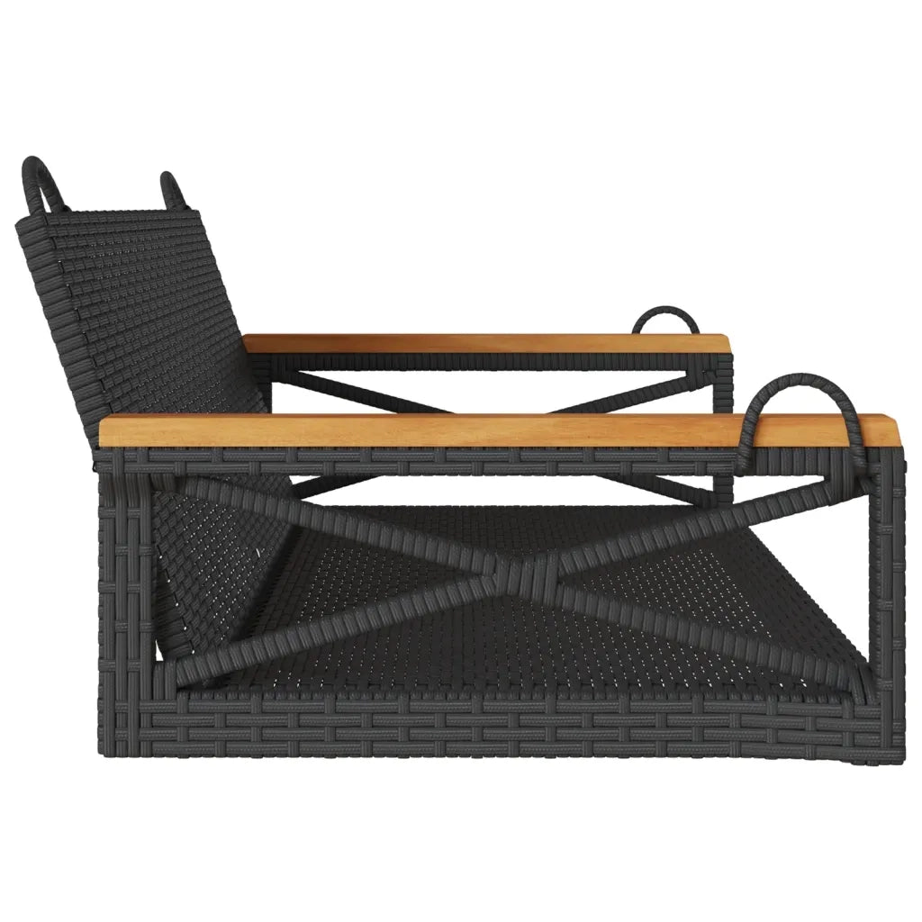 Panca da Giardino | Panchina a Dondolo Nera 109x62x40 cm in Polyrattan