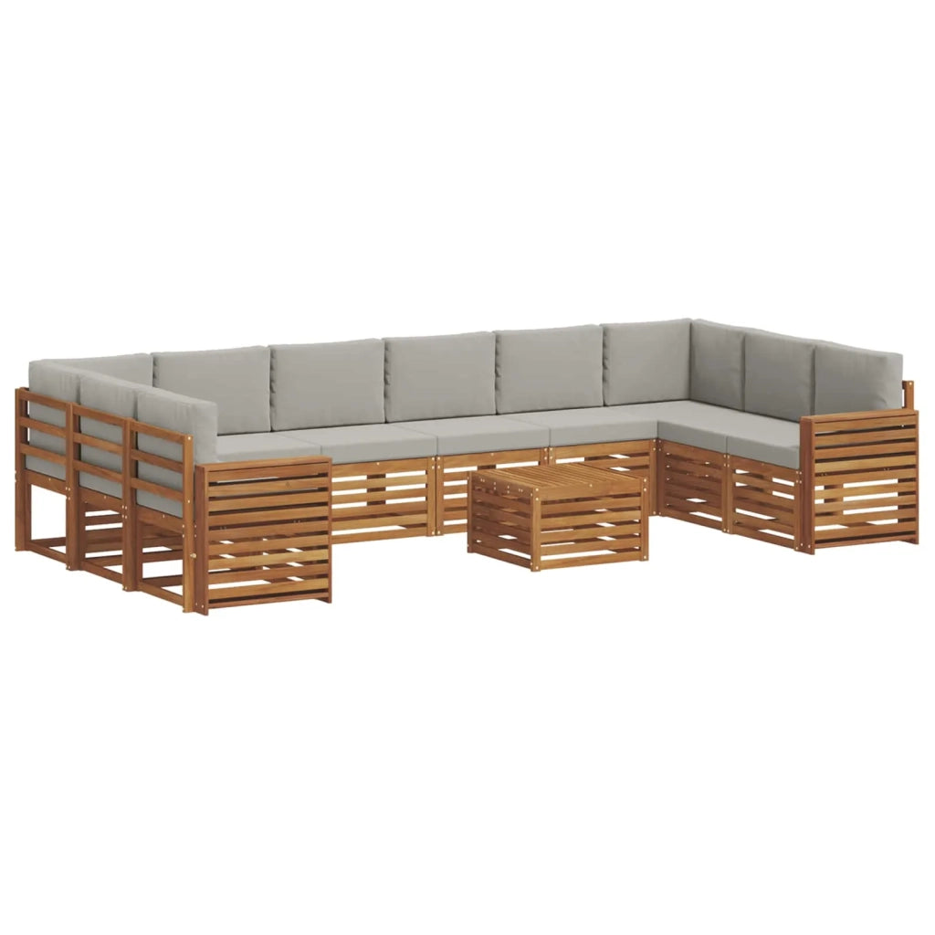Set di divani da esterno 11 pcs Grigio Naturale e Chiaro
