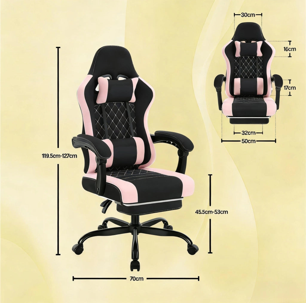 Sedia gaming ergonomica con massaggio, rete e poggiapiedi