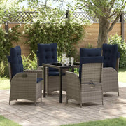 Set da Pranzo per Giardino 5 pcs Grigio e Nero Rattan