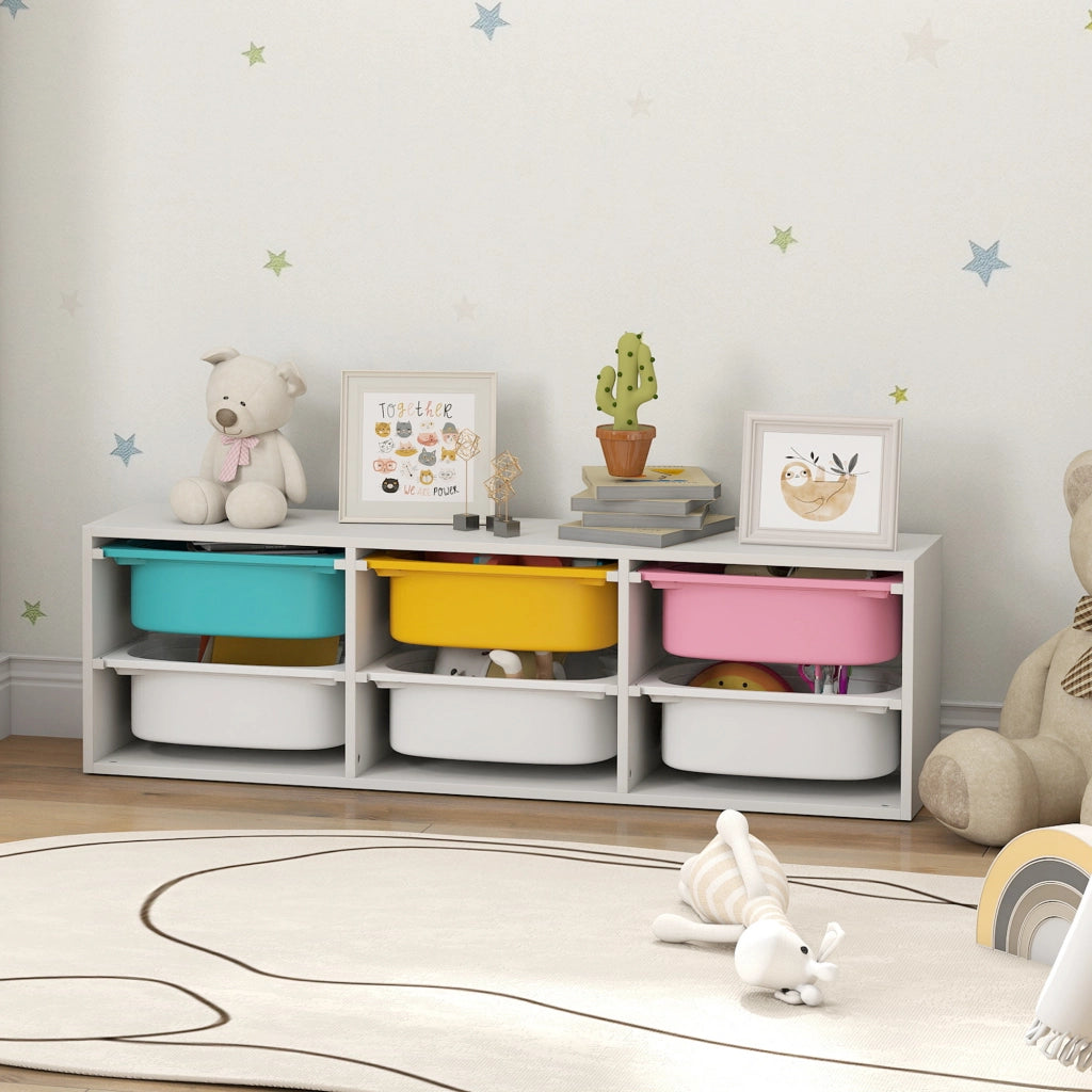 Libreria per Bambini con 6 Contenitori ¨C zephmum ¨C Legno, Multicolore, 80x30x40 cm