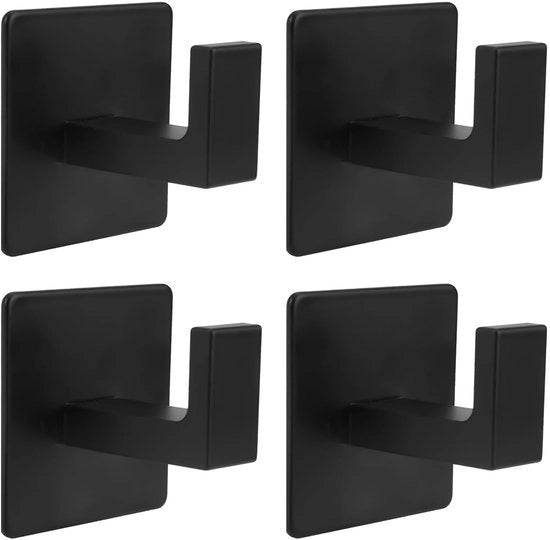 Set di asciugamani per asciugare appiccicosi - Hanger per asciugamani autofissanti - Spine per asciugamani in acciaio inossidabile - Nero - Nero - Set da 4 pezzi - Design elegante