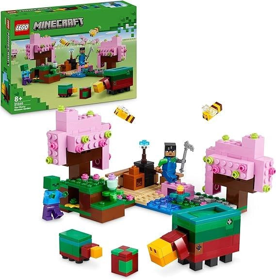 LEGO Minecraft Il Giardino del Ciliegio in Fiore, Modello da Costruire del Bioma con il Personaggio Sunny, Api Giocattol