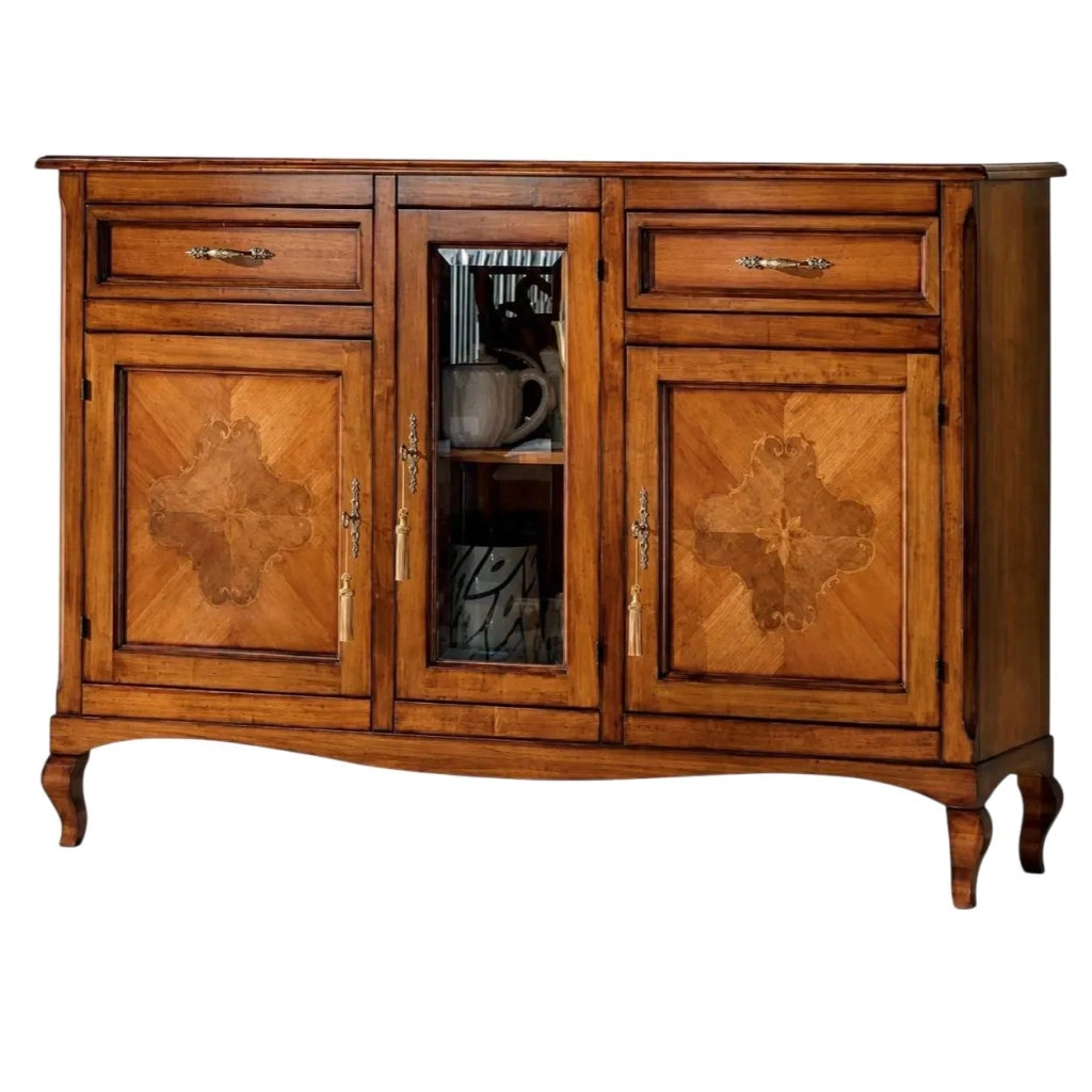 Credenza classica 3 porte 2 cassetti legno bassano 165x49x113 - Mobili 2G