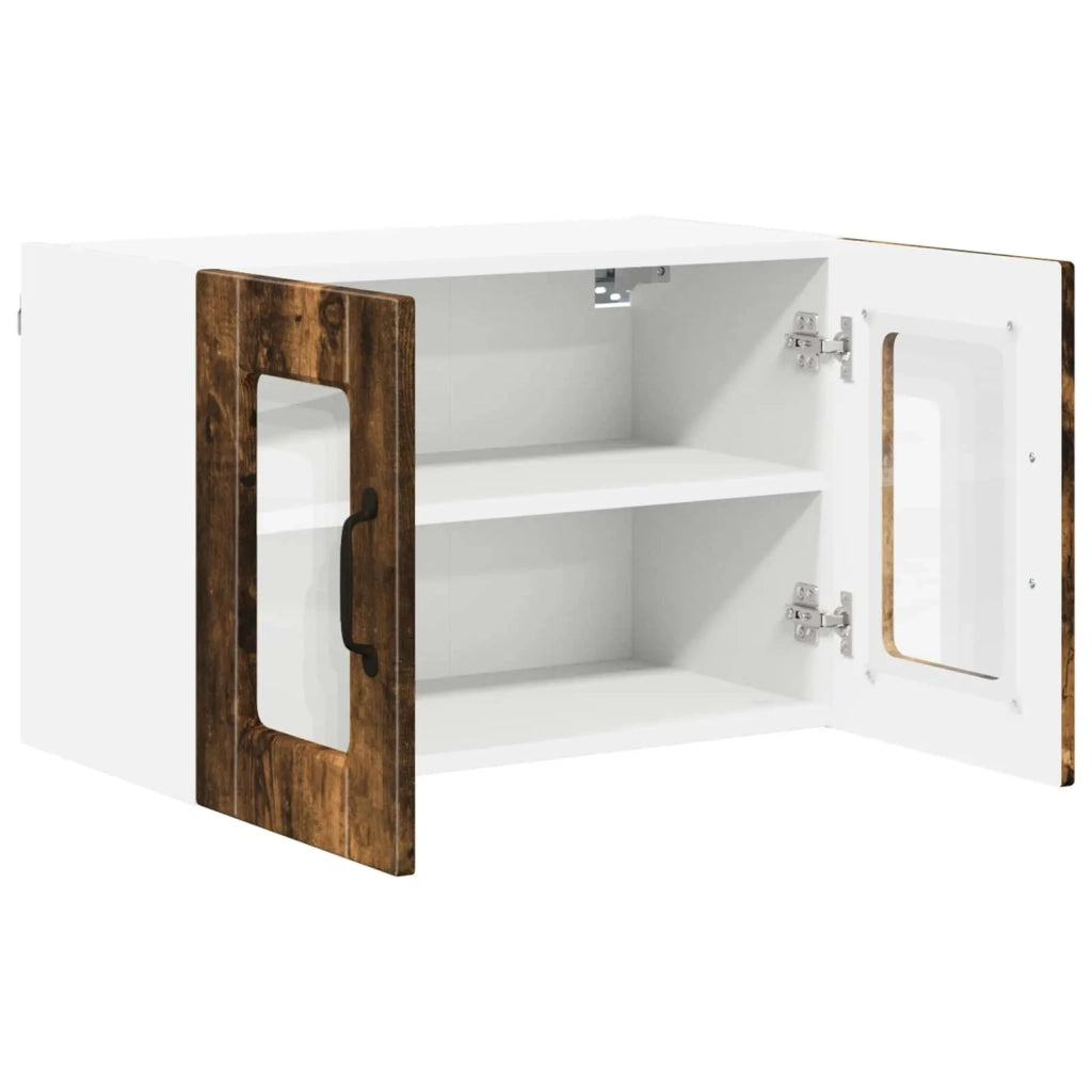Pensile da cucina | Mobile in vetro da parete PORTO 2 pz Rovere fum¨¦