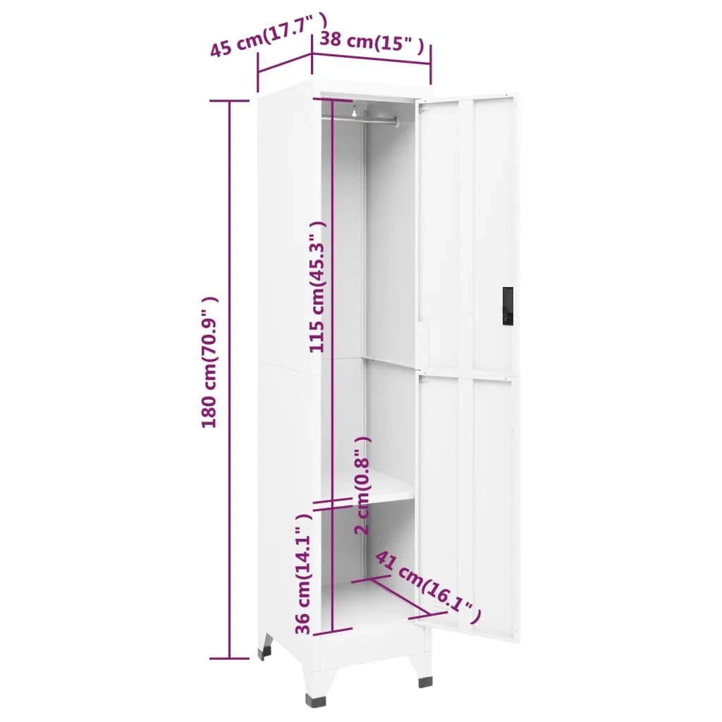 Armadietto con Serratura Bianco 38x45x180 cm in Acciaio cod mxl 64498
