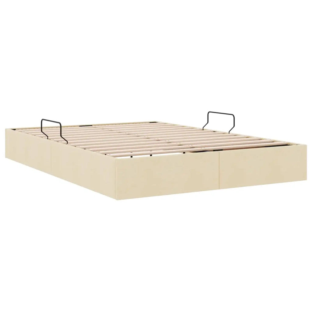 Letto ottomano con archiviazione Crema 140 x 190 cm Tessuto 3442824